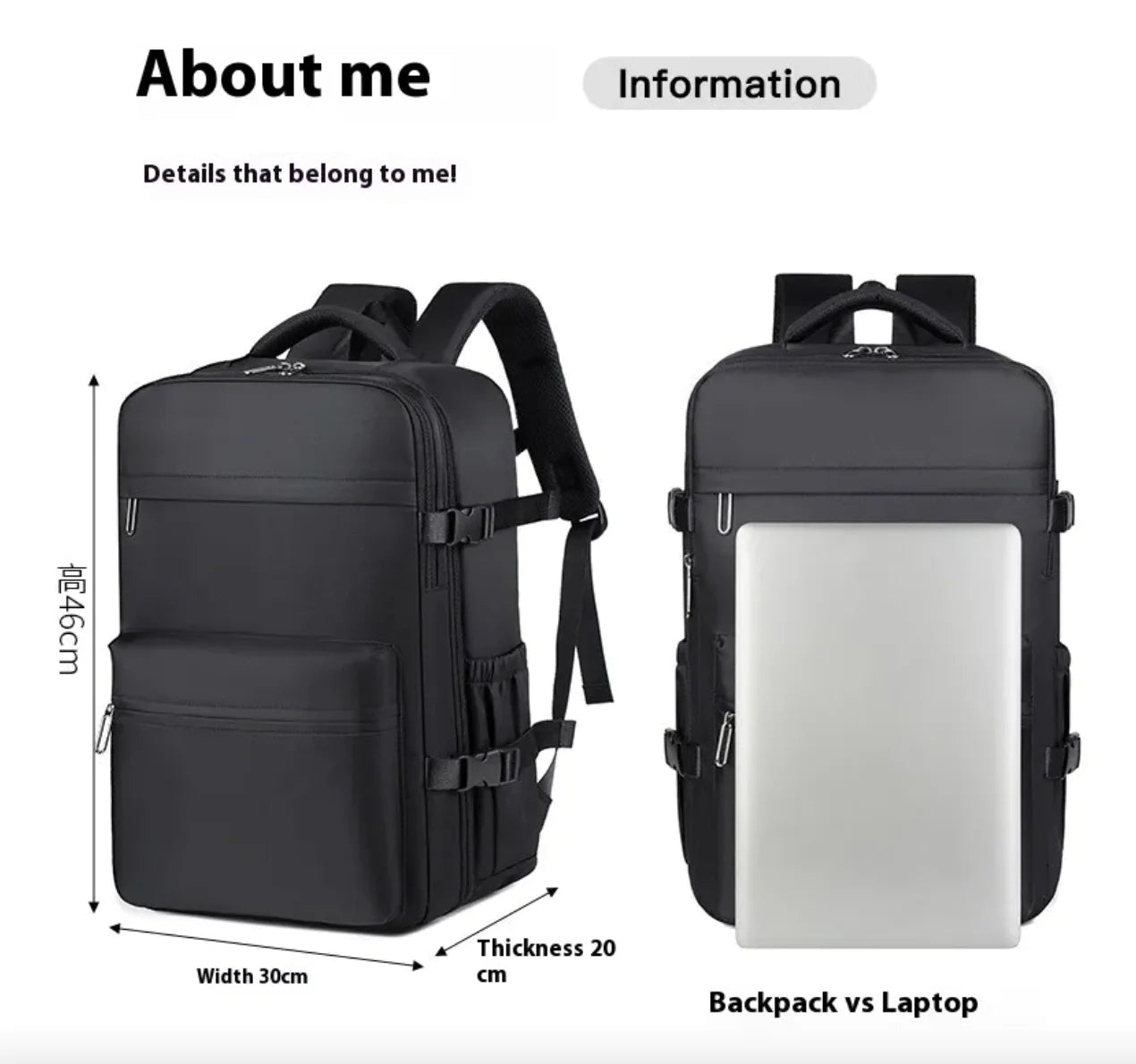 Large-Capacity Vacuum Compression Travel Backpack